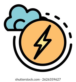 Icono de energía ecológica. Esquema de Vector de energía ecológica icono de color plano aislado