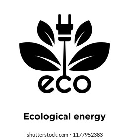 Ecological energy source icon vector isolated on white background, logo concept of Ecological energy source sign on transparent background, filled black symbol