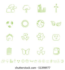 Ecological and environmental symbols icon set