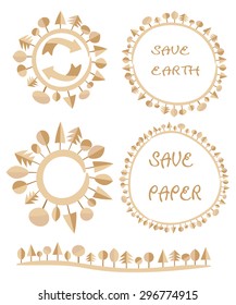 ecological flat paper earth business tree circle recycle eco globe vector element logo background