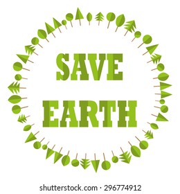 ecological flat paper save earth business tree circle recycle eco globe vector element logo background
