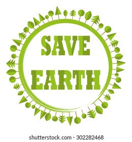 ecological flat paper save earth business tree circle recycle eco globe vector element logo background