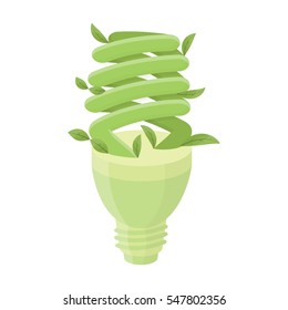 Ecological fluorescent lamp icon in cartoon style isolated on white background. Bio and ecology symbol stock vector illustration.