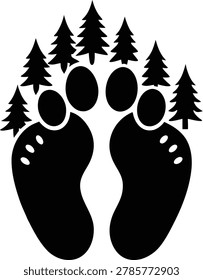 Ecological footprint icon featuring pine trees instead of toes representing nature conservation