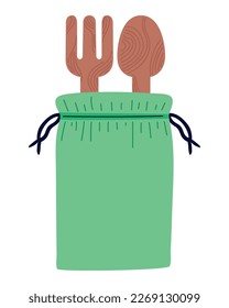 ecological fork and spoon over white