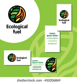 Ecological fuel logo. Set of business cards for ecological fuel