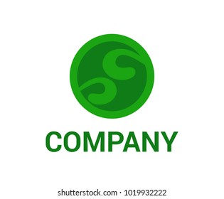 ecological green circle swirl wind icon logo design idea illustration
