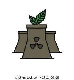 ecological, green factory doodle icon, vector illustration