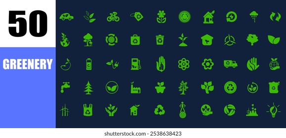 ecological green icons. nature green environment icons. natural flat icons.