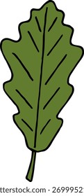 Hoja de roble verde ecológico sobre fondo blanco. Imagen de Vector.