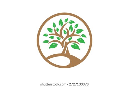 Ecological green tree and environment conservation logo vector
