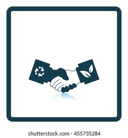 Ecological handshakes icon. Shadow reflection design. Vector illustration.