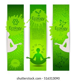 Ecological harmony concept vertical banners set isolated vector Illustration