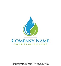 Ecological harmony symbol of water droplet and green leaf icon for natural resource sustainability