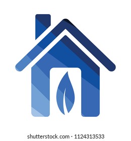 Ecological home leaf icon. Flat color design. Vector illustration.