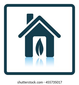 Ecological home with leaf icon. Shadow reflection design. Vector illustration.