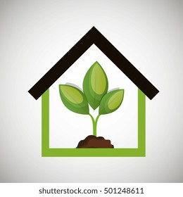 ecological house plant icon design