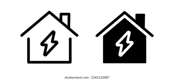 Conjunto de iconos de vector de casa ecológica. Símbolo de energía verde. Signo de energía renovable