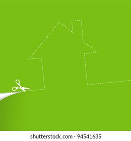 Ilustración del concepto de vivienda ecológica. Vector