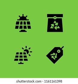 ecological icon. 4 ecological set with solar panel and ecology and environment vector icons for web and mobile app