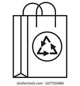 Ecological icon. Eco friendly paper bag. Isolated on white background. Vector illustration.