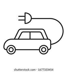 Ecological icon. Electric car. Isolated on white background. Vector illustration.