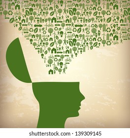 ecological icon over vintage background vector illustration