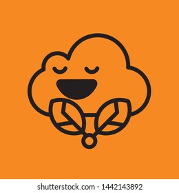 Ecological icon. Perfect black on orange background. Flat simple vector icon.