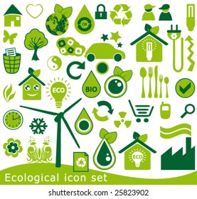 Ecological icon set. 42 green vector symbols for the environmental protection.