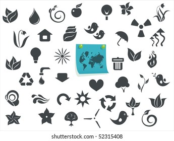 ecological icons with a sticker