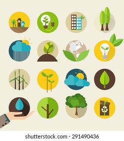 Iconos ecológicos. Ilustración vectorial.