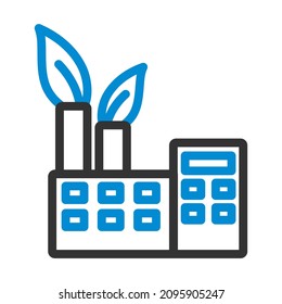 Ecological Industrial Plant Icon. Editable Bold Outline With Color Fill Design. Vector Illustration.