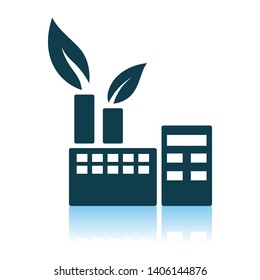 Ecological Industrial Plant Icon. Shadow Reflection Design. Vector Illustration.