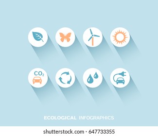 Infografía ecológica con iconos planos. Ilustración del vector
