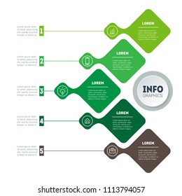 Ecological infographics template. The development and growth of the eco business. Time line of Social tendencies and trends. Business presentation concept with 5 options, parts, steps or processes.