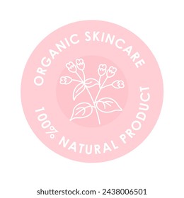 Ecological ingredients and aroma, organic skincare natural product. Health and wellness, lotions or cream label with flower extract. Sticker or emblem, logotypes or badges. Vector in flat style