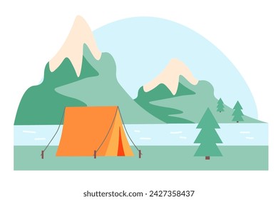 An ecological journey. camping in nature. summer camp in the mountains. hiking. summer travel destination