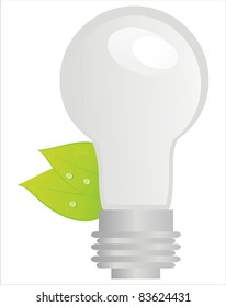 ecological lamp with leaves isolated on white