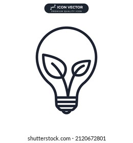Ecological light bulb. Green contour of shining electric light bulb icon symbol template for graphic and web design collection logo vector illustration
