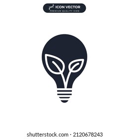 Ecological light bulb. Green contour of shining electric light bulb icon symbol template for graphic and web design collection logo vector illustration