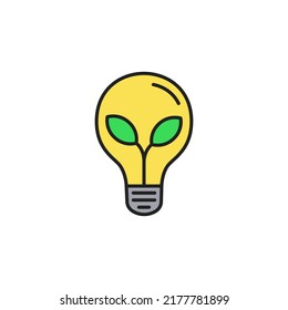 Ecological light bulb icon. High quality coloured vector illustration.