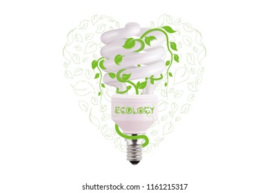 ecological lightbulb icon in vector format. Eco idea design of Vector green light. Light bulb and green leaves. Technology and nature connection. Concept