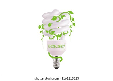 ecological lightbulb icon in vector format. Eco idea design of Vector green light. Light bulb and green leaves. Technology and nature connection. Concept