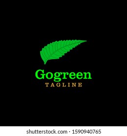 The ecological logo is formed by green leaves on a black background. Vector design template elements for logos and organic templates.
