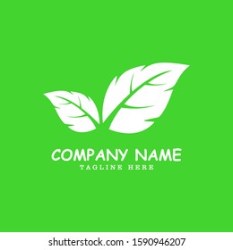 The ecological logo is formed by white leaves on a green background. Vector design template elements for logos and organic templates.