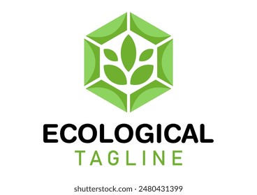 ecological logo hexagonal leaf,for eco business,farm,green industry