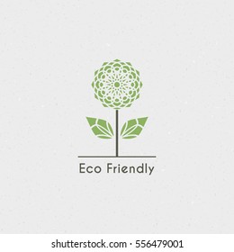 Ecological logo template. Vector flower emblem for eco foundations, organic products, natural food and medicine, green technology