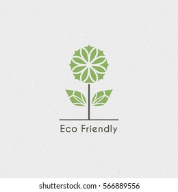 Ecological logo template. Vector flower emblem for eco foundations, organic products, natural food and medicine, green technology