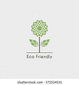 Ecological logo template. Vector flower emblem for eco foundations, organic products, natural food and medicine, green technology