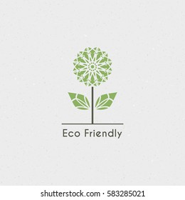 Ecological logo template. Vector flower emblem for eco foundations, organic products, natural food and medicine, green technology
